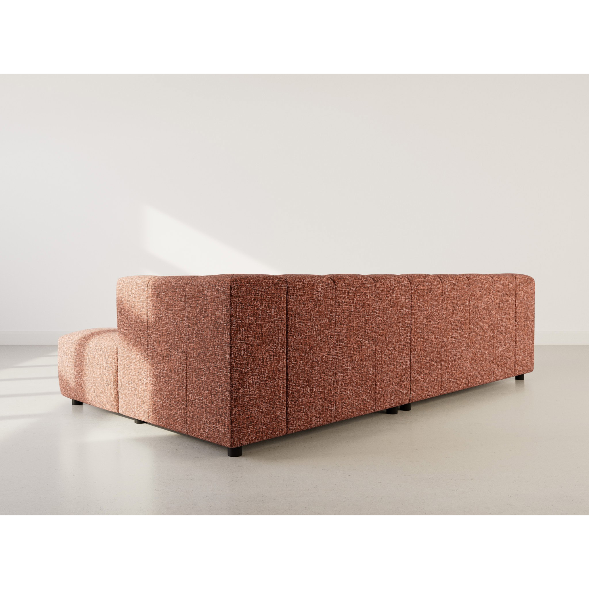Curtis - canapé d'angle droit 4 places avec accoudoir en tissu texturé - Terracotta
