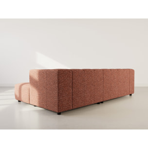 Curtis - canapé d'angle droit 4 places avec accoudoir en tissu texturé - Terracotta