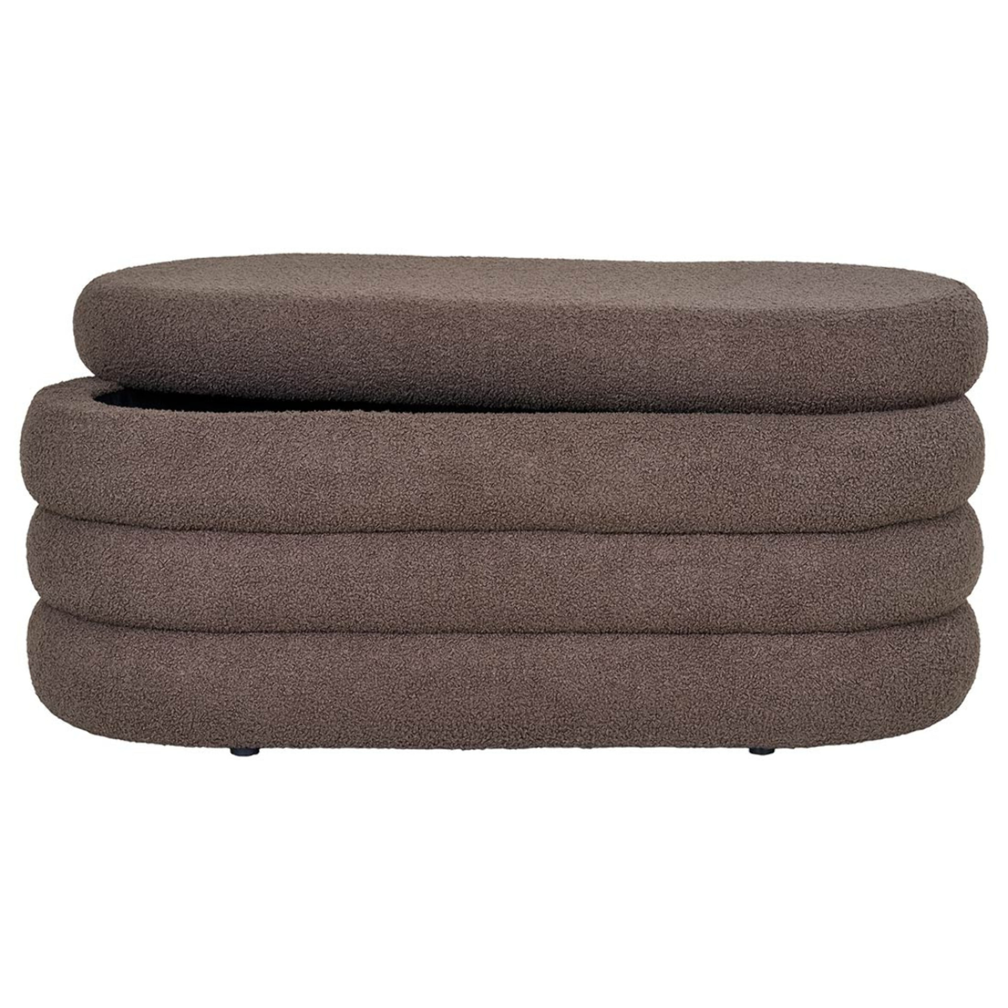 Neo - pouf avec rangement - en tissu bouclette - Marron