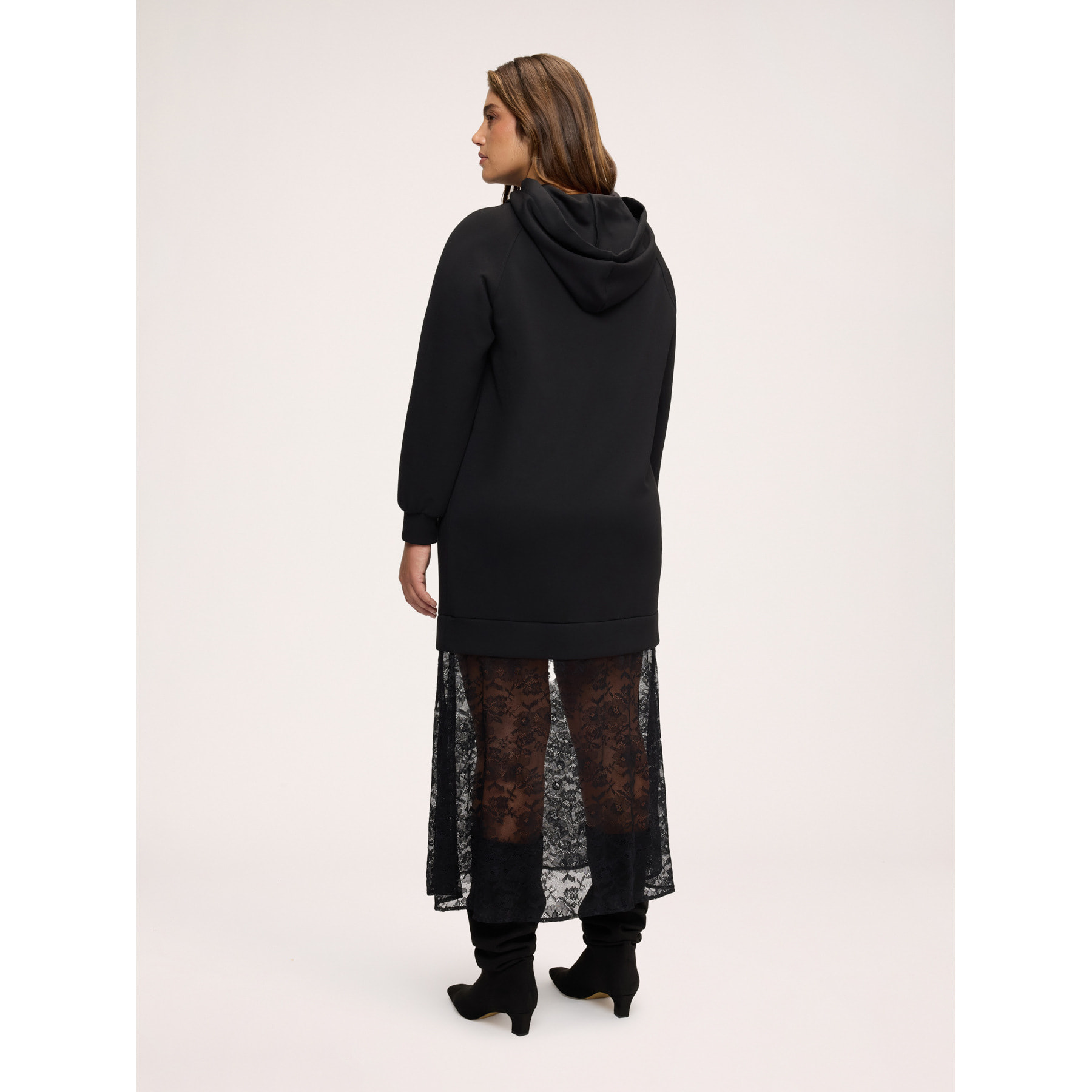 Fiorella Rubino - Vestito in felpa con gonna in pizzo - Nero
