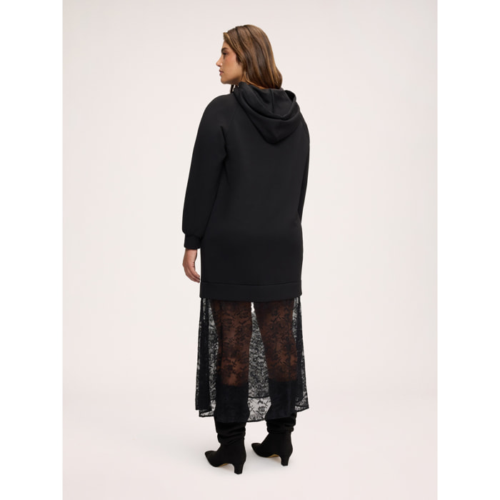 Fiorella Rubino - Vestito in felpa con gonna in pizzo - Nero