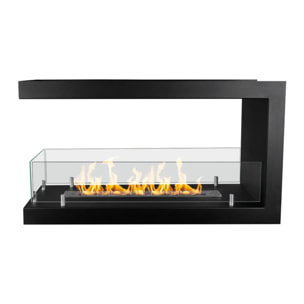 Maratea 90 - Camino a Bioetanolo da Incasso Trifacciale 90x50x30 cm con Bruciatore 1,5lt in Acciaio