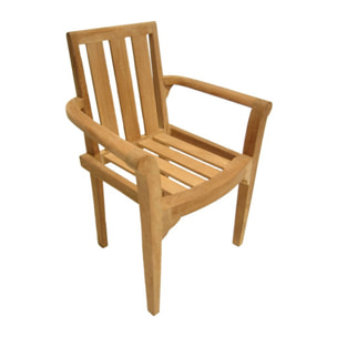 HARRIS - Ensemble de 2 fauteuils de jardin empilables en bois Teck