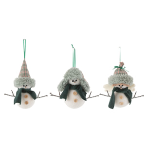 J-Line suspension Père Noël + Bonnet - textile - blanc/vert - 3 pcs