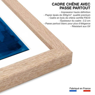 Affiche abstrait classic blue pantone Affiche + cadre en bois - Chêne