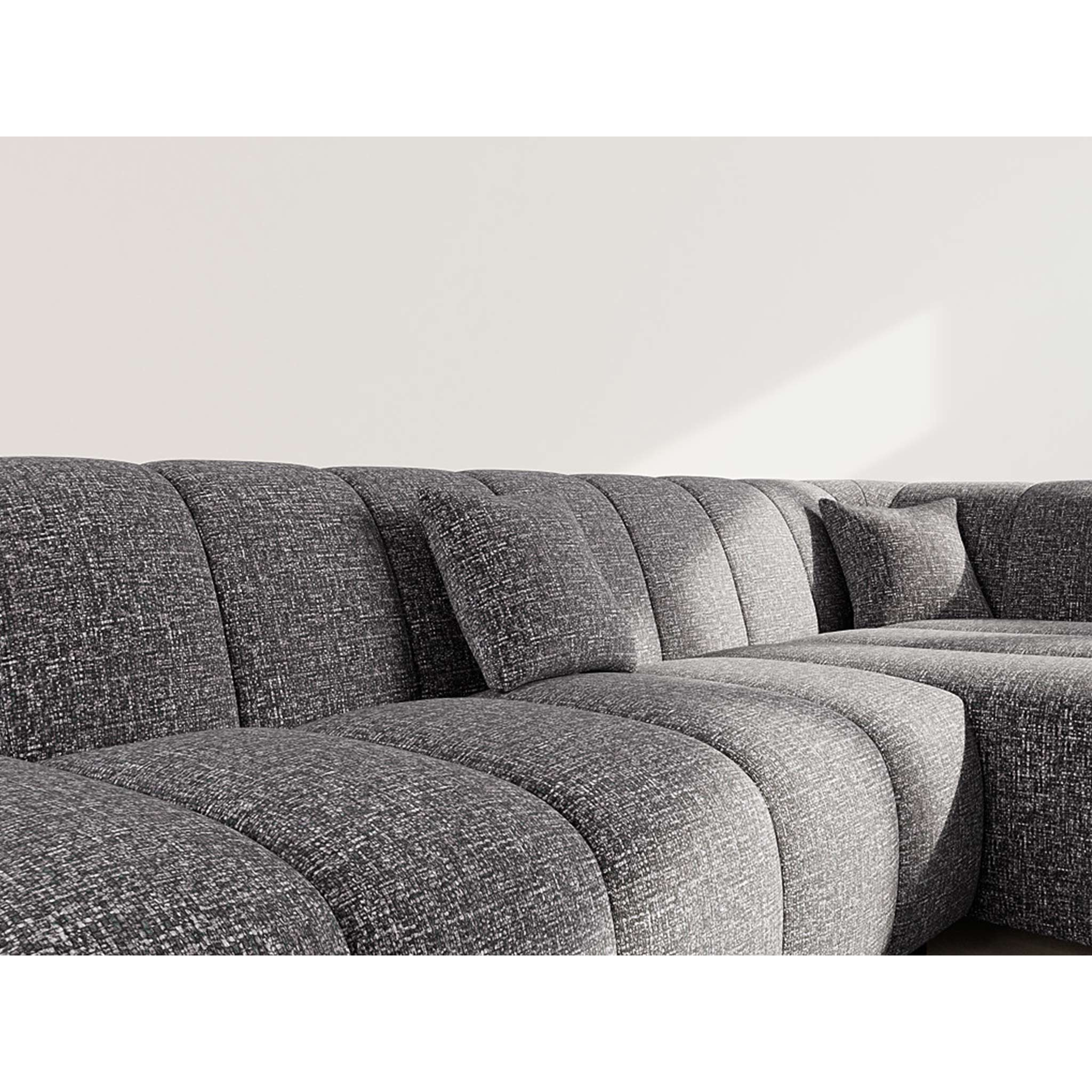 Curtis - canapé d'angle droit 4 places sans accoudoir en tissu texturé - Gris foncé