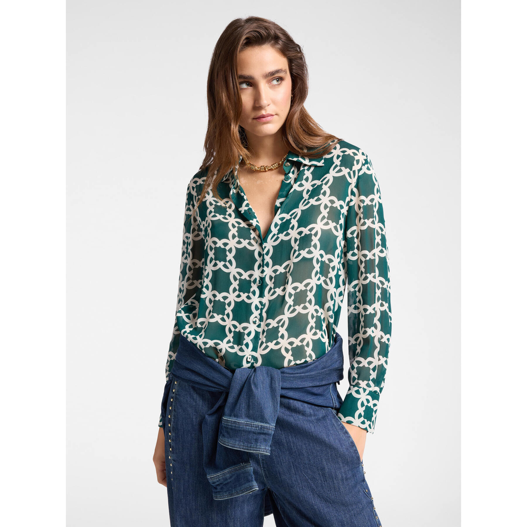 Elena Mirò - Camicia Monogram - Verde