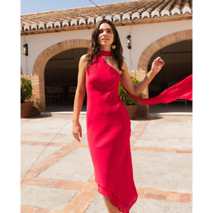 Vestido asimétrico con fular