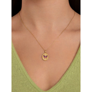 Collana Medallion Butterfly Placcato Oro