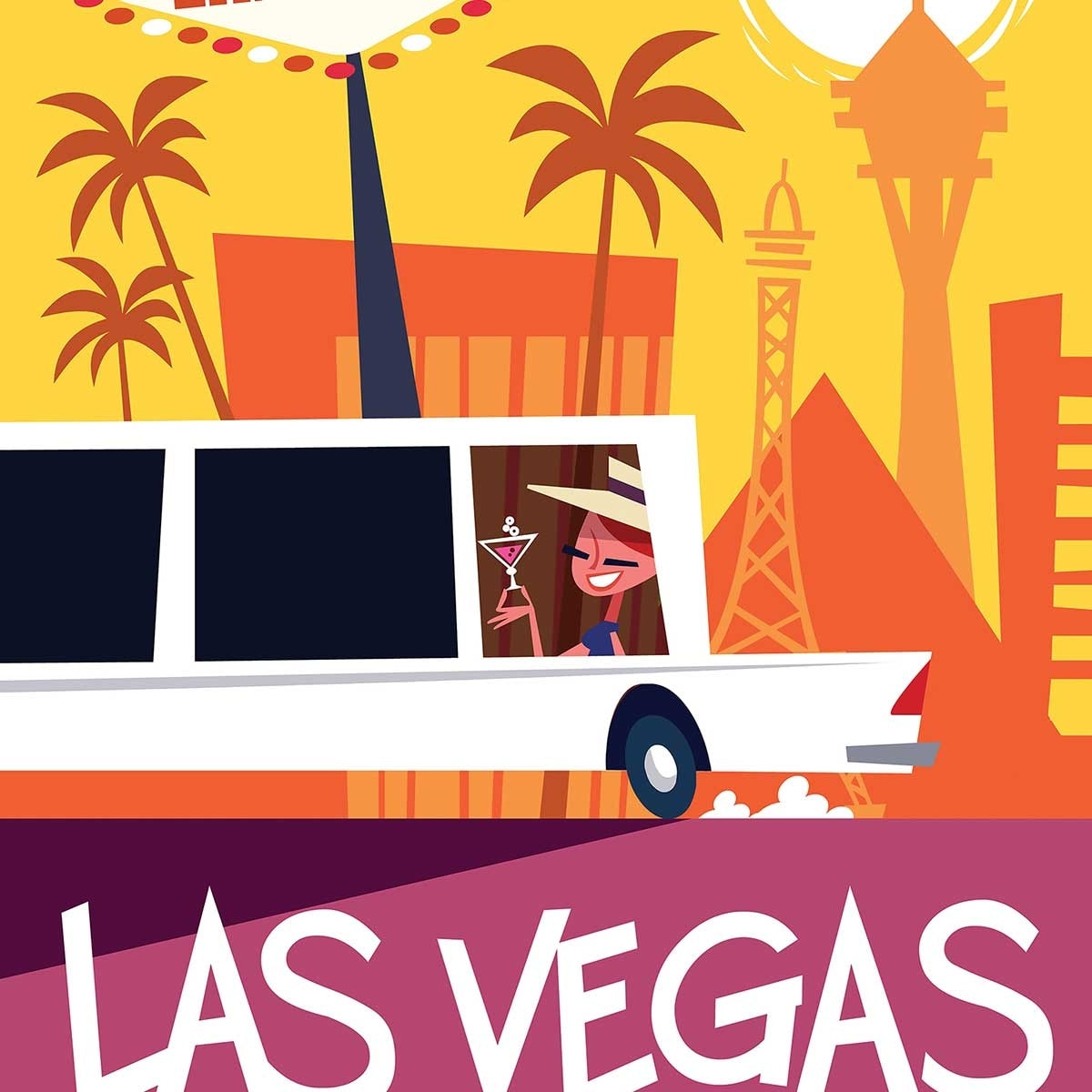 Affiche Road Trip à Vegas Affiche + cadre en bois - Noir
