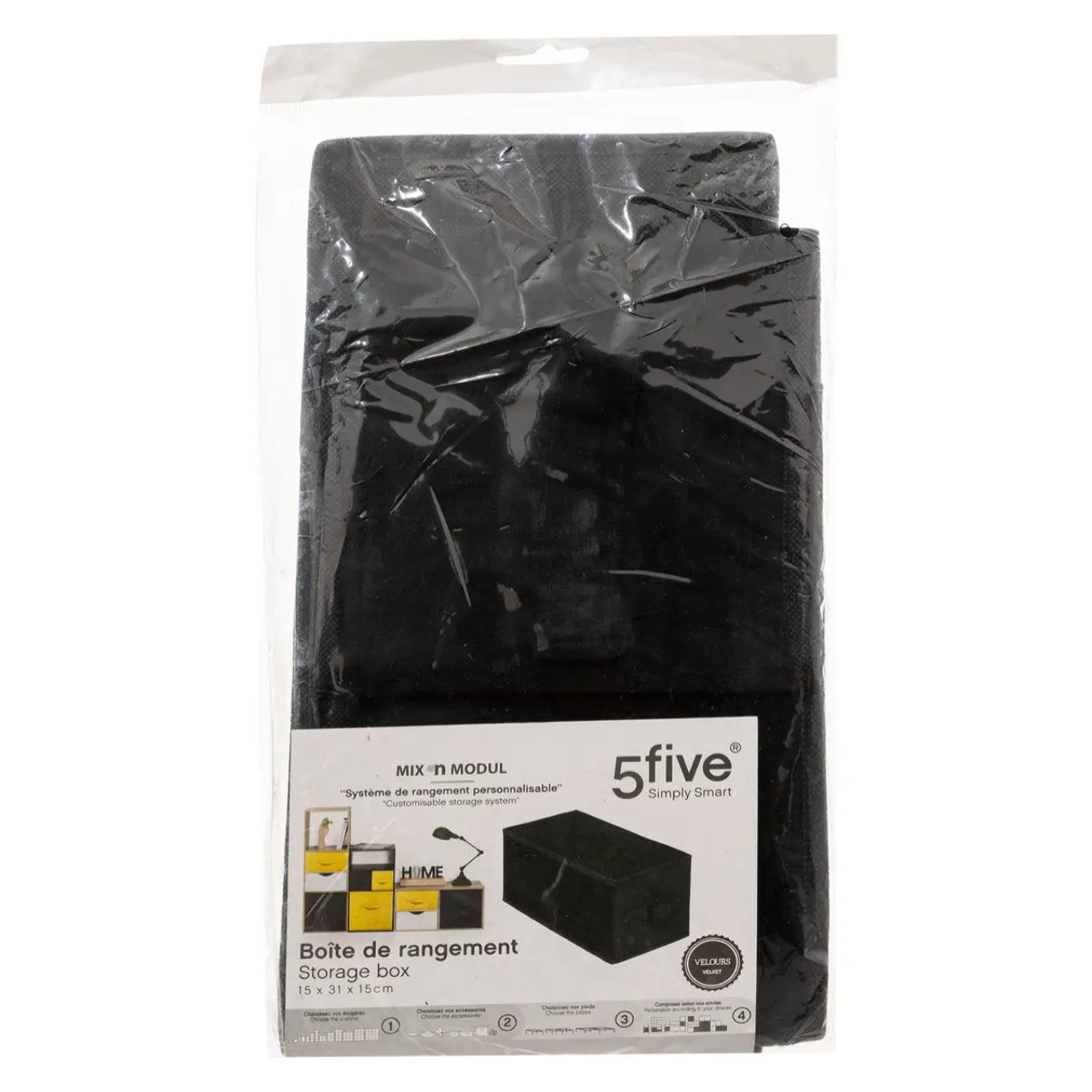 Panier velours 15x31cm "Mix N' Modul" noir