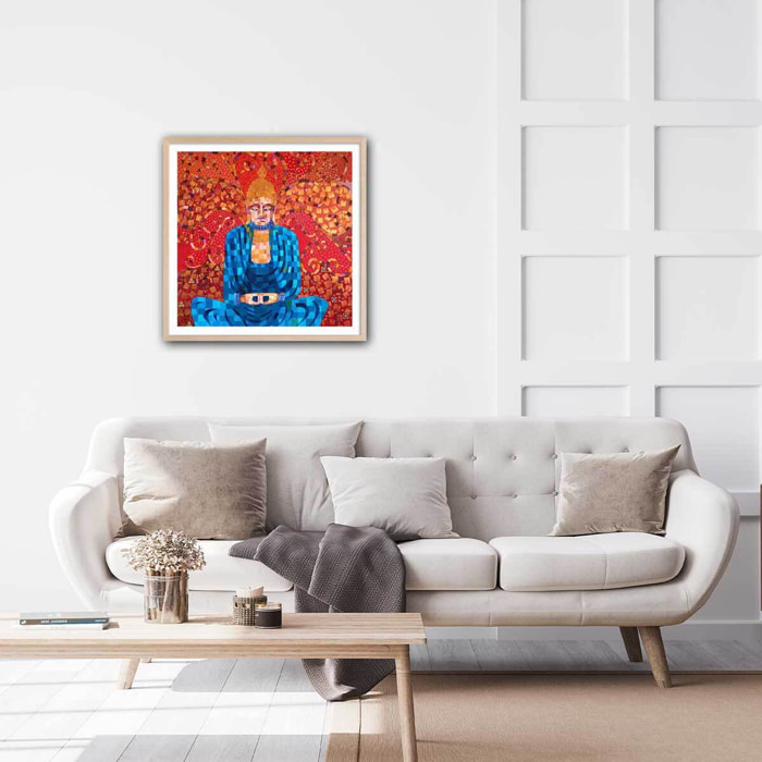 Affiche deco voyage en terre de bouddha Affiche + cadre en bois - Chêne