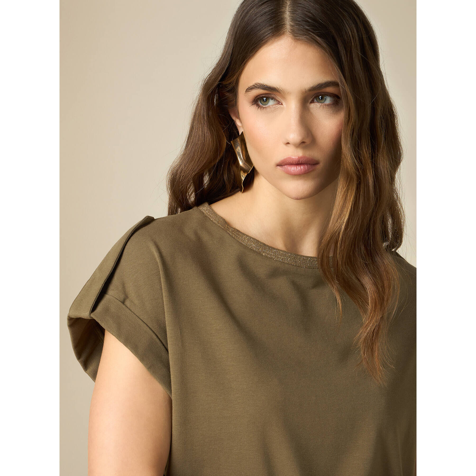 Oltre - T-shirt con mostrine - Verde