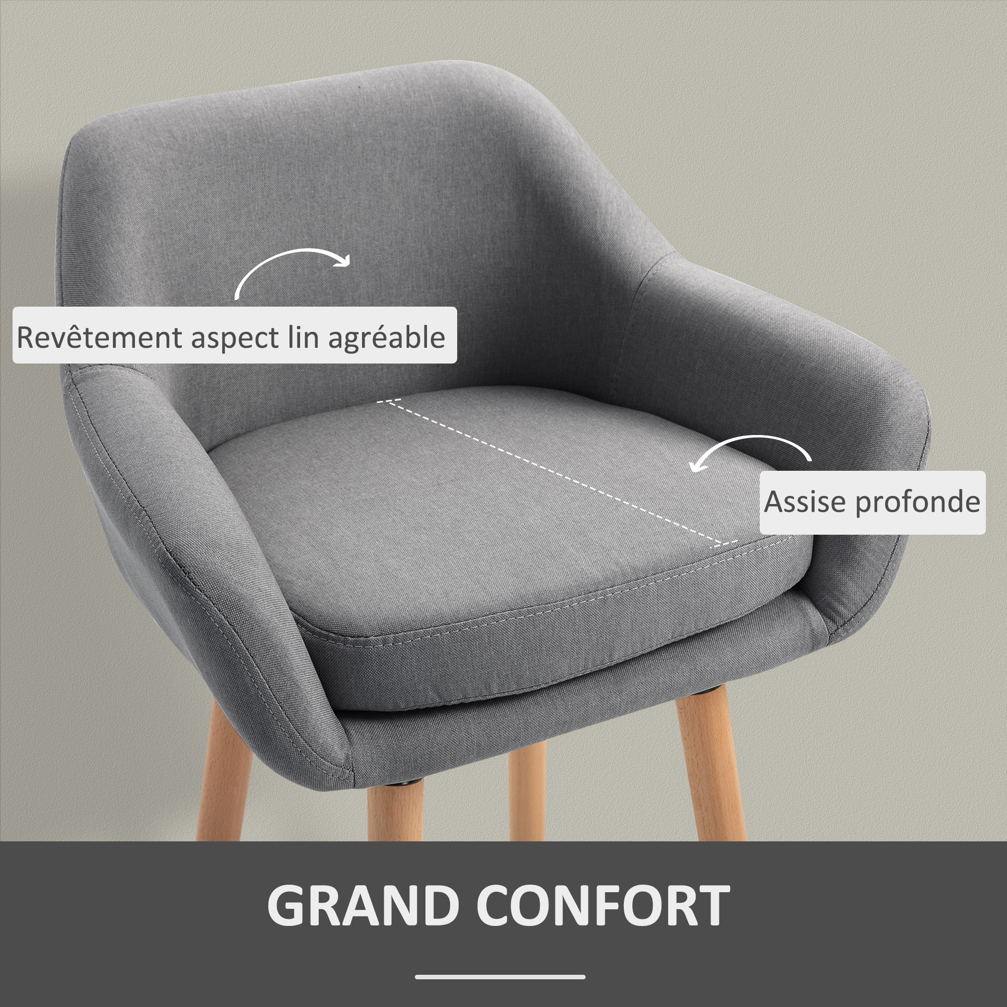 Lot de 2 tabourets de bar – Confortables et élégants – Design scandinave