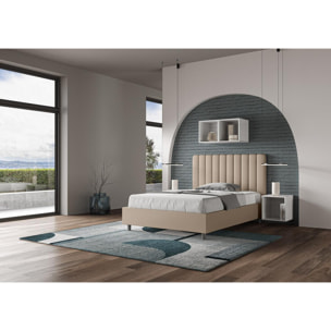 Cama sin somier acolchada 120x210 cuero sintético gris paloma Agueda