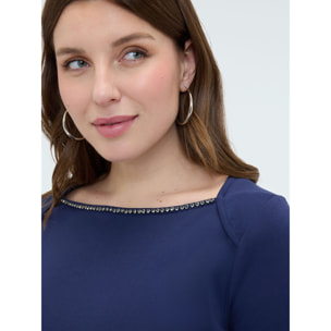 Fiorella Rubino - Camiseta de jersey con aplicaciones joya - Azul