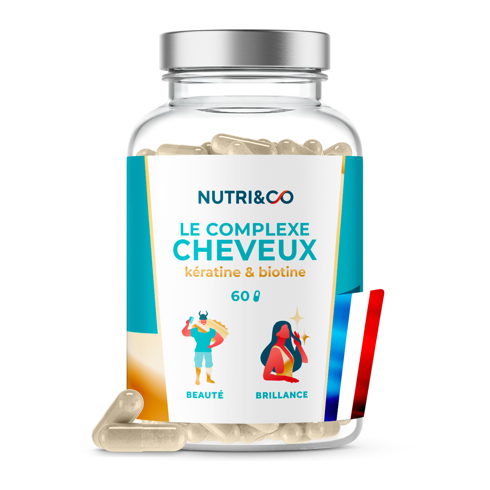 Nutri&Co Complexe Cheveux Kératine & Biotine Ongles et Cheveux - 60 gélules