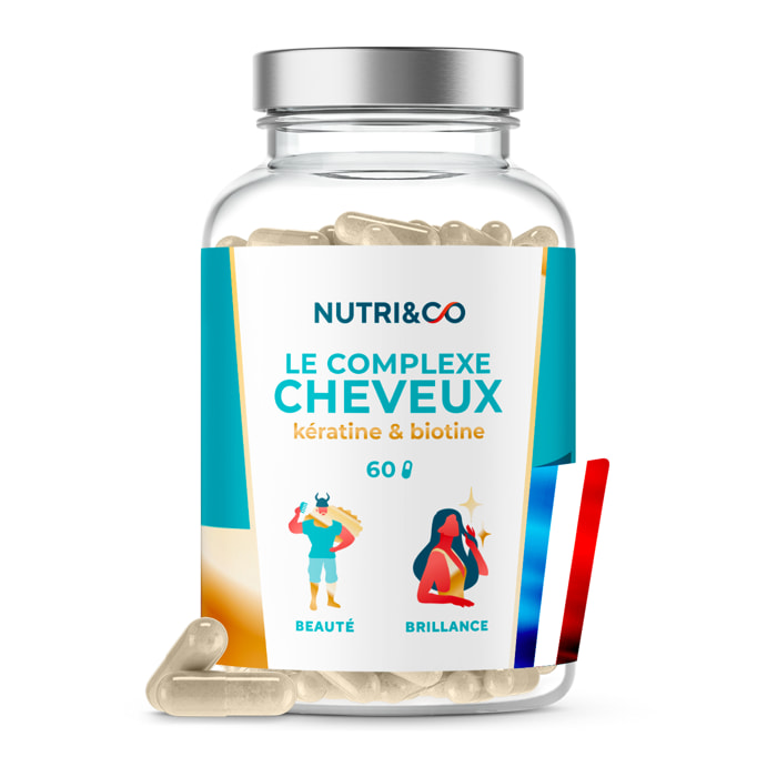 Nutri&Co Complexe Cheveux Kératine & Biotine Ongles et Cheveux - 60 gélules