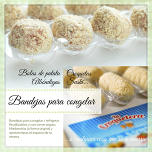 Pack 40 bandejas apilables y reutilizables para 200 masas (croquetas, albóndigas, bolas, etc.)-  La croquetera : patentado y fabricado en España