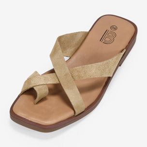 Sandalias de dedo arena en piel