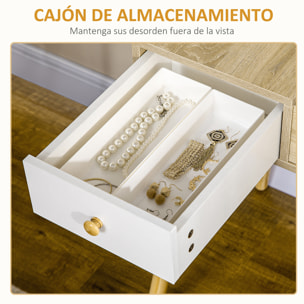 Pack Tocador y Silla con Espejo de Madera 100x45x118cm Natural