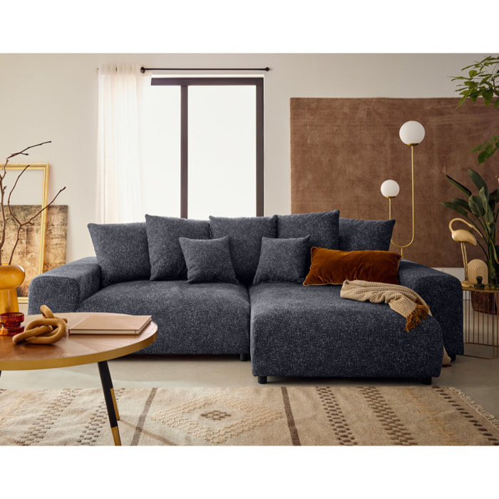 Spice - canapé d'angle réversible 4 places convertible avec coffre en tissu moucheté - Gris foncé