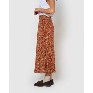 Falda midi bambula detalles plisados railay rojo