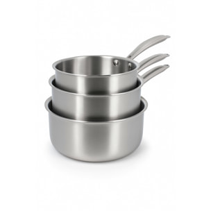 Lot de 3 casseroles en acier inoxydable - tous feux TRIPLY