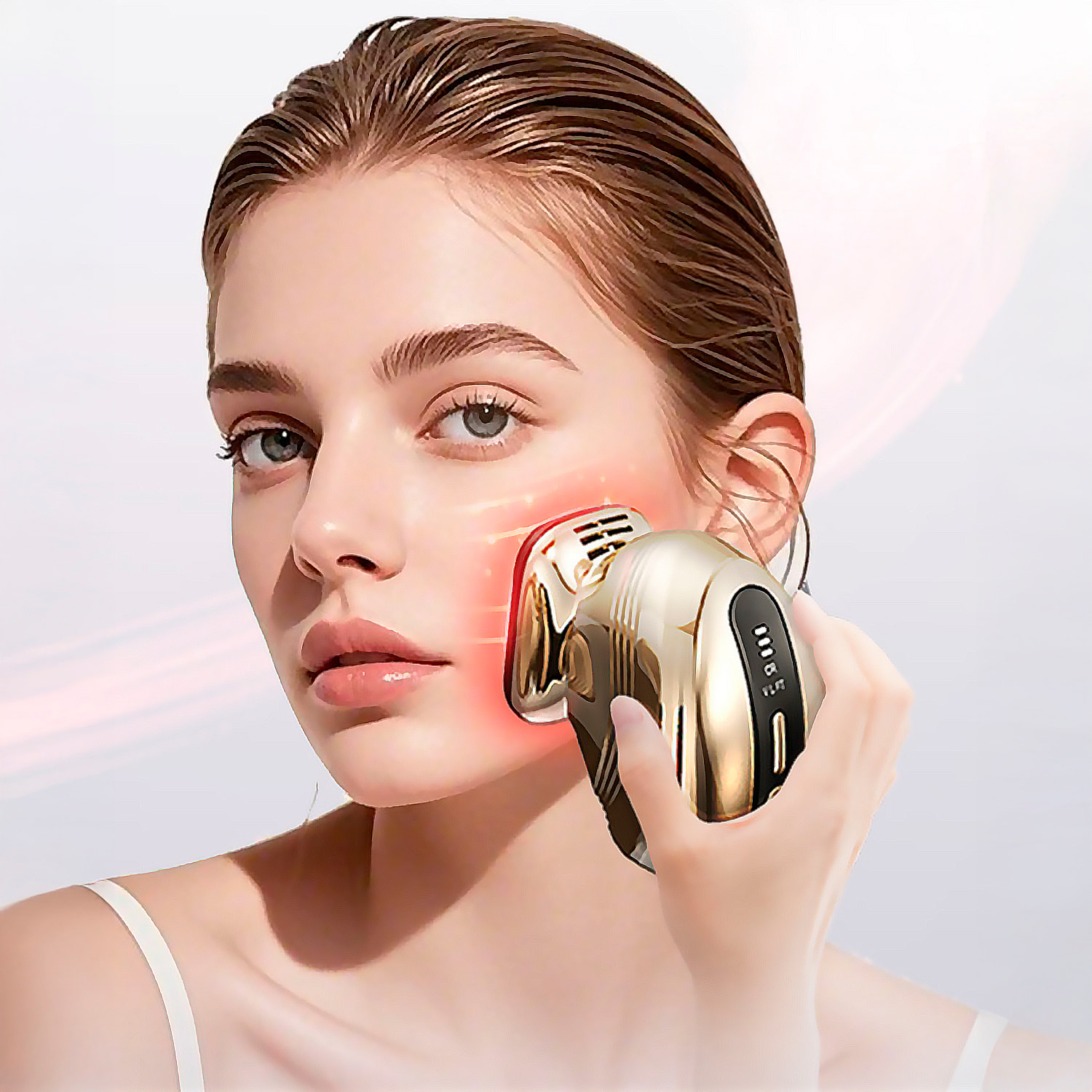 Instrumento de belleza de colágeno con 2 modos de uso y 3 intensidades.