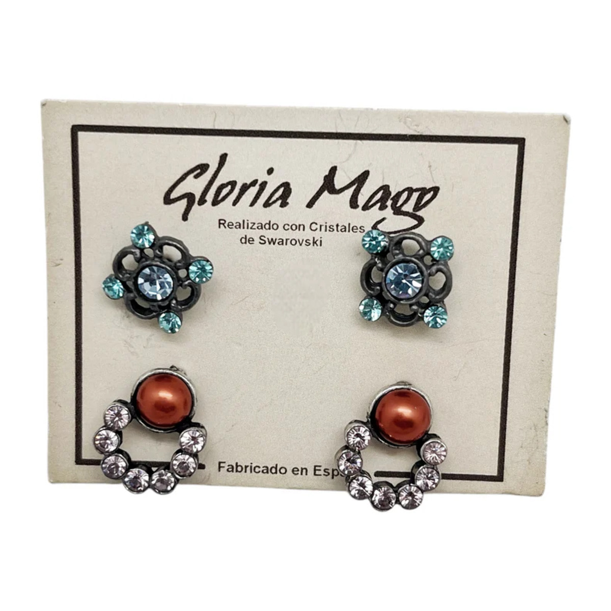 Pack 2 pares pendientes cristal SW y plata 10µ. C1