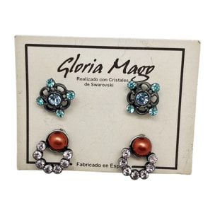 Pack 2 pares pendientes cristal SW y plata 10µ. C1