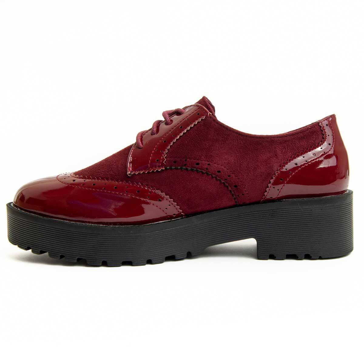 Zapato De Plataforma Oxford - Burdeos - Altura: 4 Cm