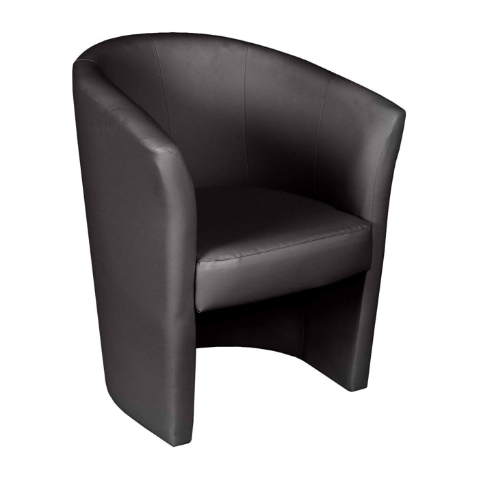 Poltrona Ago, Poltrona da salotto, Seduta imbottita, Sedia con braccioli in ecopelle, 64x63h76 cm, Nero