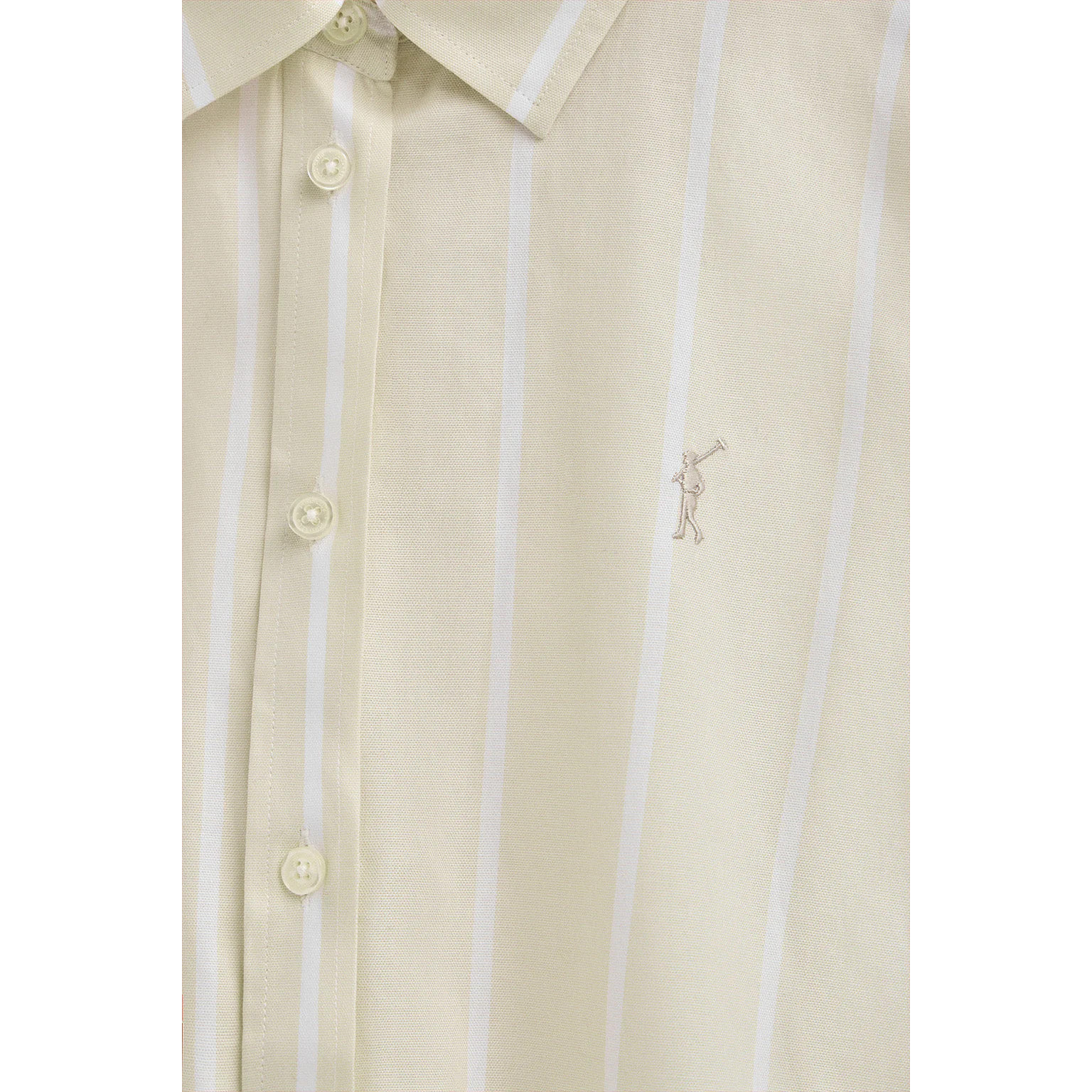 Camisa de rayas beige de corte relajado con logo Rigby Go