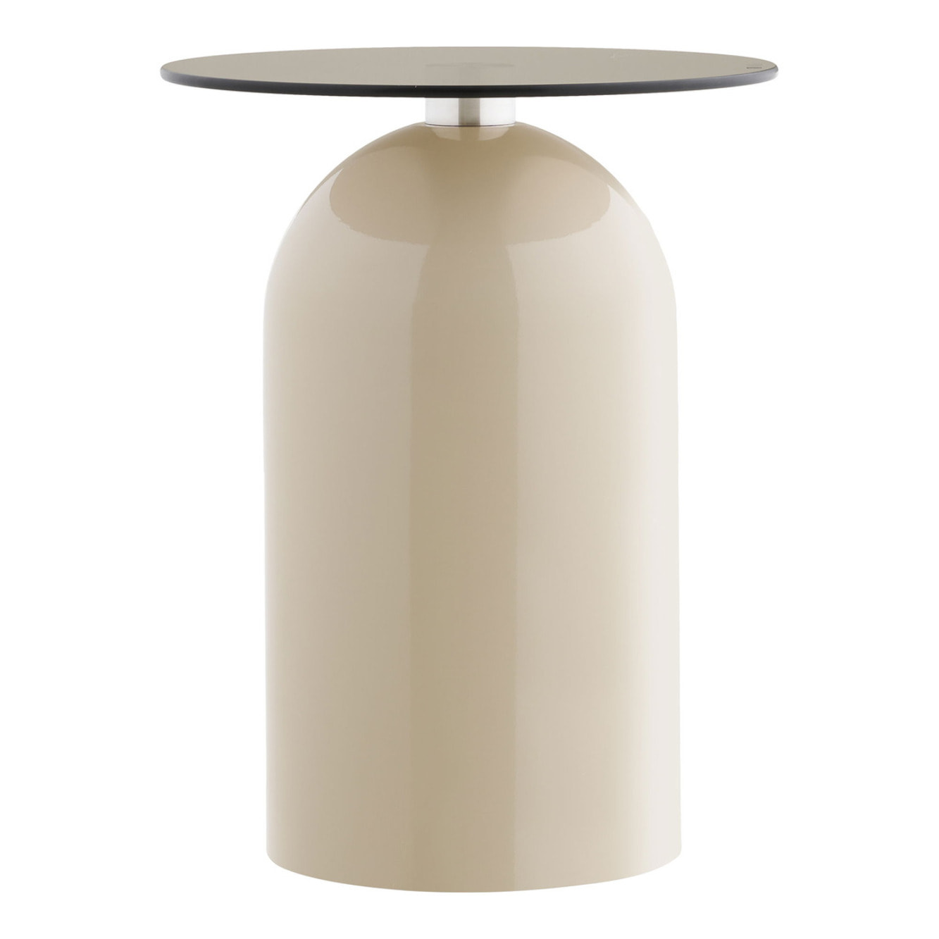 Tavolino d'appoggio Ravello in vetro temperato e metallo grigio/beige ø40×52 cm