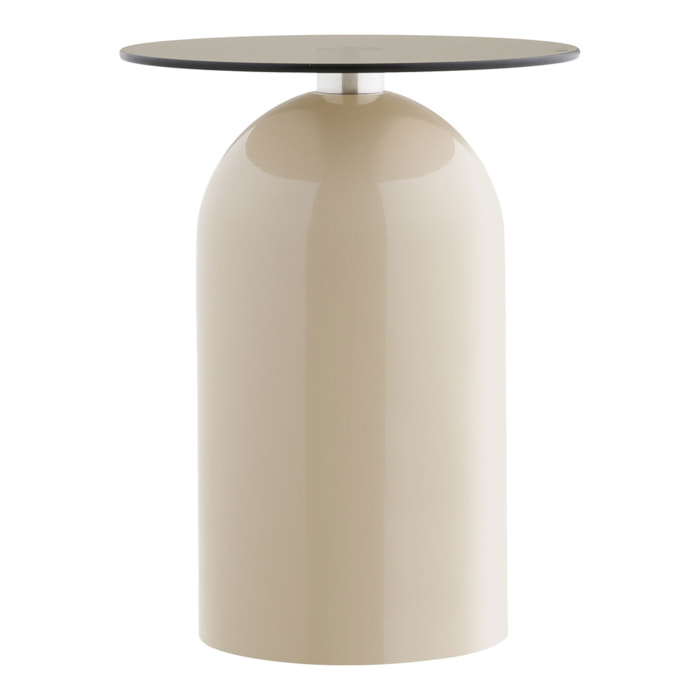 Tavolino d'appoggio Ravello in vetro temperato e metallo grigio/beige ø40×52 cm