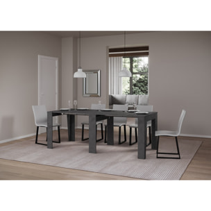 Console Extensible 90x25/211 cm Anea Anthracite Spatulé rallonges internes