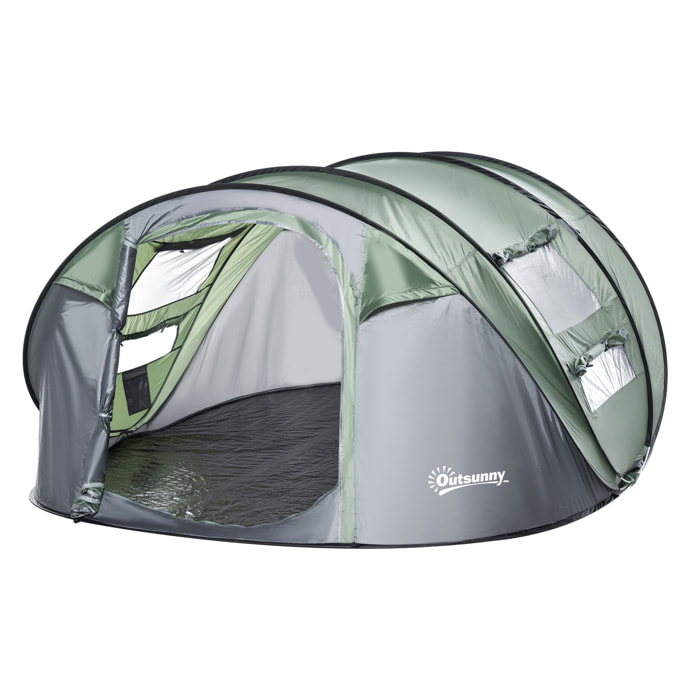 Tienda de Campaña Pop up para 4-5 Personas Tienda de Camping Instantánea con Ventanas Bolsillos y Bolsa de Transporte Impermeable Anti-UV 263,5x220x123 cm Verde y Gris
