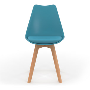 Chaises Nordia pieds bois de hêtre - Mix color - Blanc, rose, bleu pastel, gris clair