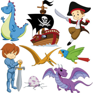 Stickers prince et pirate 30x30cm