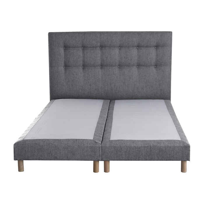 Sommier confort CRÉPUSCULE, durable avec tête de lit capitonnée gris souris