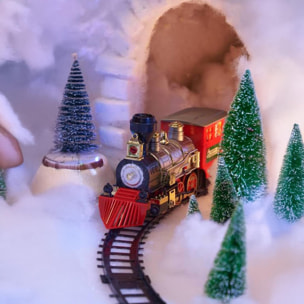 Set de 22 piezas de juego de tren de navidad con sonido y luz con una vía de 523cm