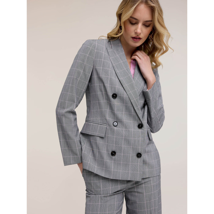 Motivi - Giacca blazer fantasia principe di Galles - Grigio