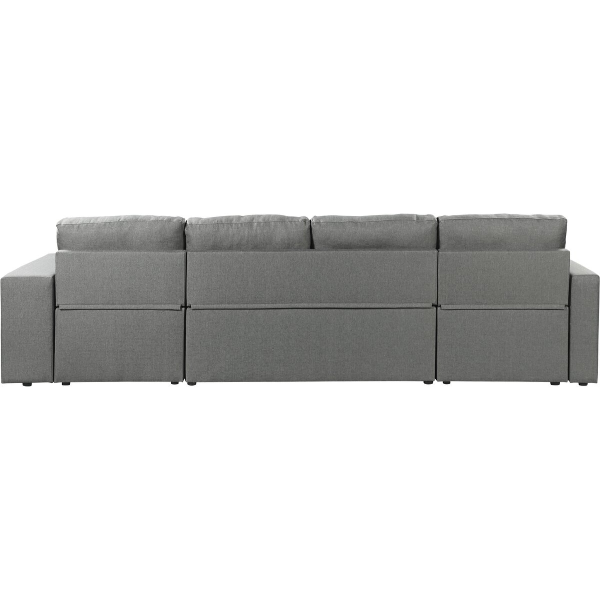 Canapé d'angle panoramique convertible en tissu "Axel" - 4 places - Gris