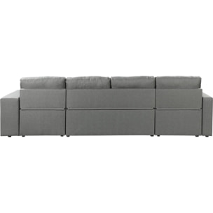 Canapé d'angle panoramique convertible en tissu "Axel" - 4 places - Gris