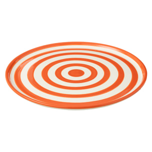 J-Line assiette Granada Stripes - céramique - blanc/orange