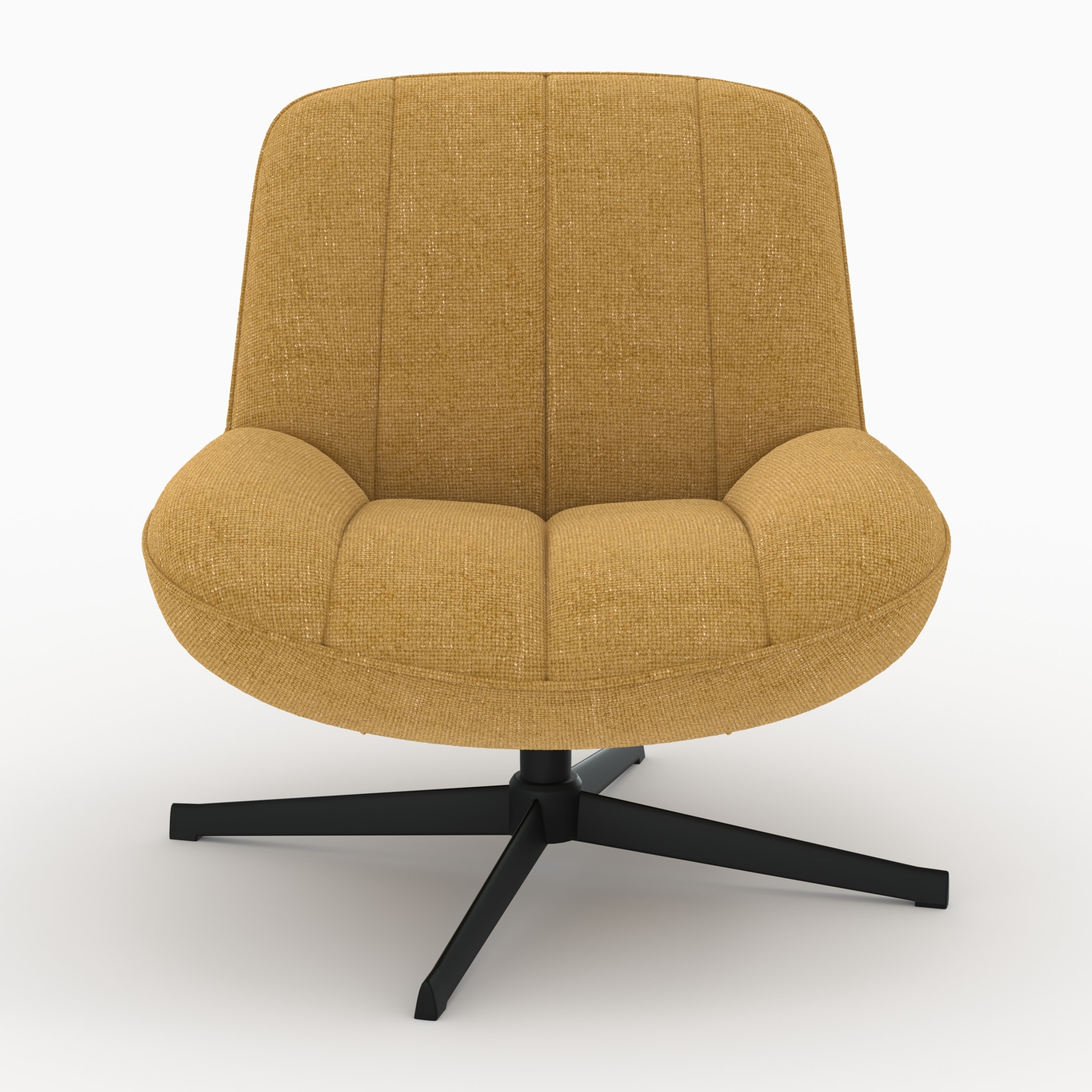 Fauteuil pivotant en tissu effet velours jaune moutarde - Elvis