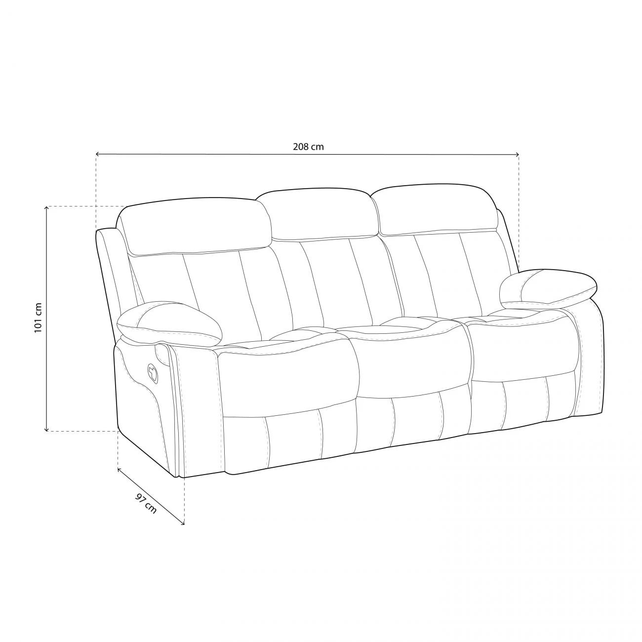 Sofá relax 3 plazas Kendal Beige