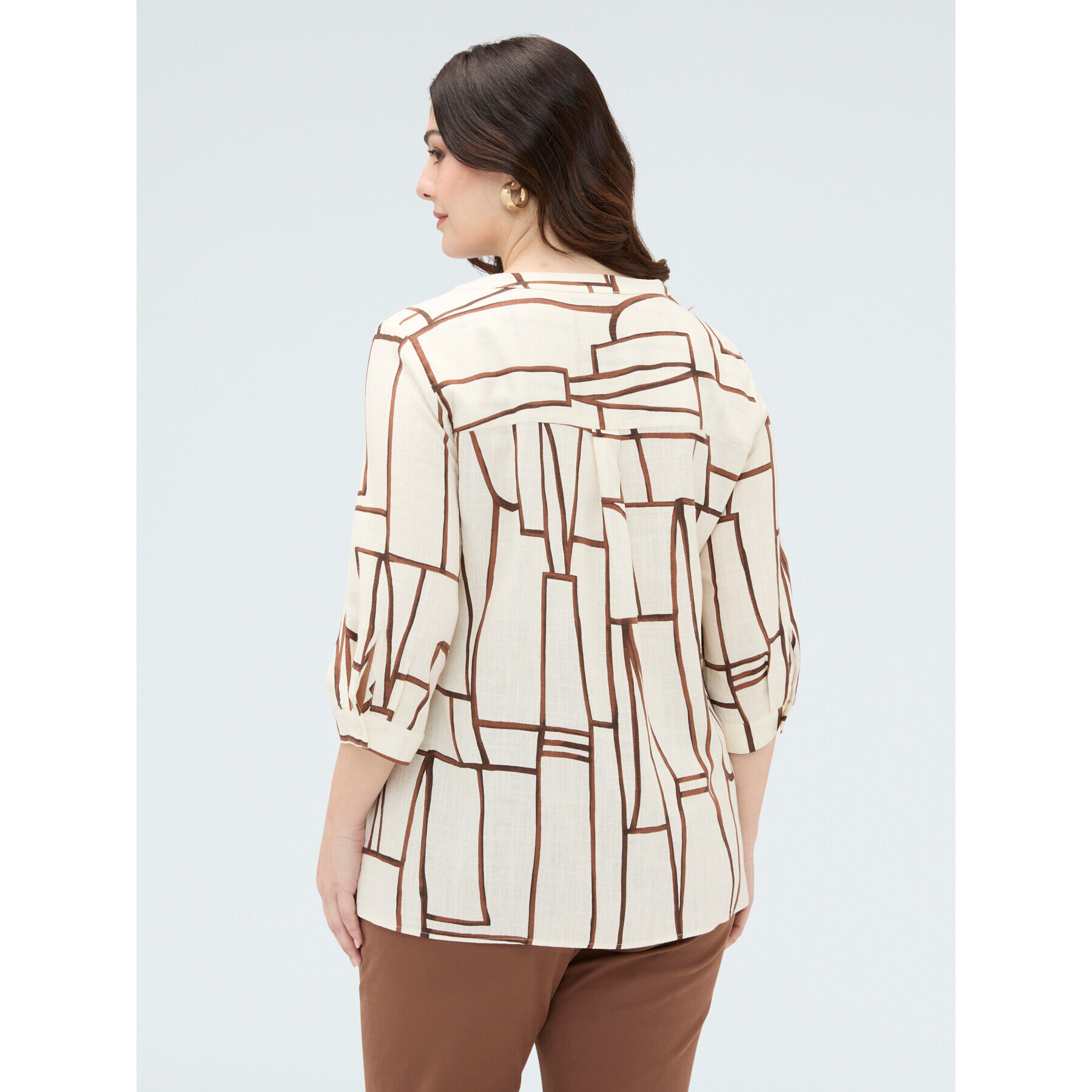 Fiorella Rubino - Blusa stampa geometrica in viscosa - Beige