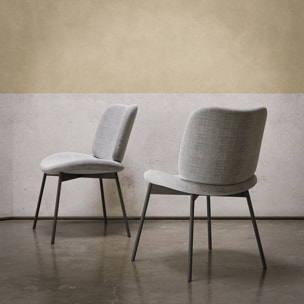 SET DI 2 SEDIE MAKO - STRUTTURA GRIGIO CARBONE, TESSUTO FLORA GRIGIO CHIARO - BEIGE